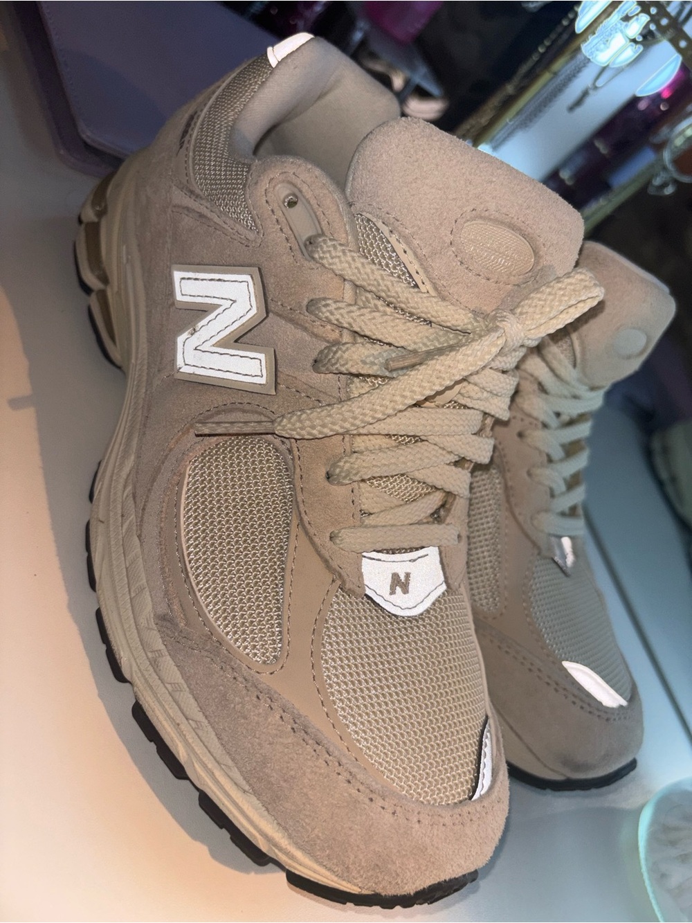 New Balance Kids Beige Suede & Mesh Sneaker